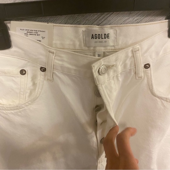 AGOLDE | Riley High Rise Straight Crop Jeans In Veil White NEW Size 31 - Picture 7 of 13